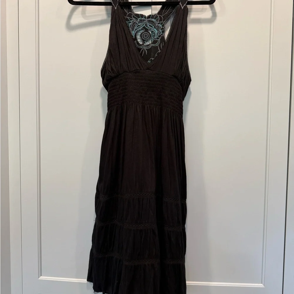 Free People Endless Summer Cutwork Embroidered Dress turquoise teal lace‎ cutout